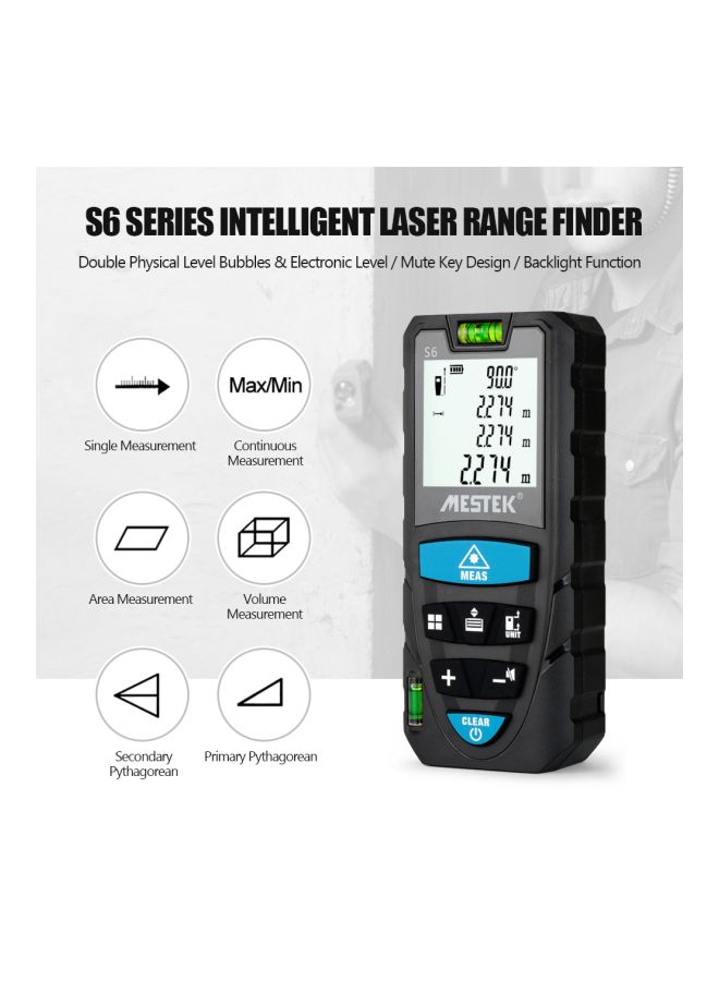MESTEK S6 Series Intelligent Laser Range Finder Black/Blue 11.5x5x3cm - Image 5