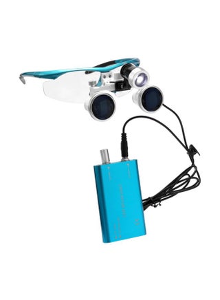 Surgical Medical Binocular Loupes Optical Glasses With LED Headlight Blue 16.50x7x15.50cm - v1584363904/N35681707A_1