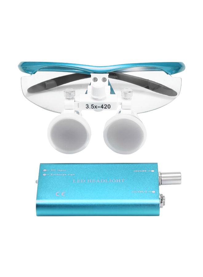 Surgical Medical Binocular Loupes Optical Glasses With LED Headlight Blue 16.50x7x15.50cm