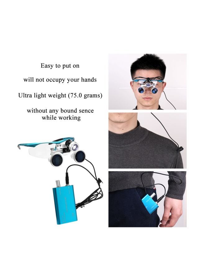 Surgical Medical Binocular Loupes Optical Glasses With LED Headlight Blue 16.50x7x15.50cm