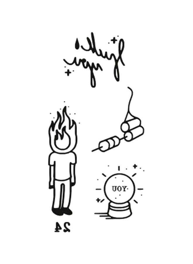 4-Piece Waterproof Temporary Tattoo Sticker black