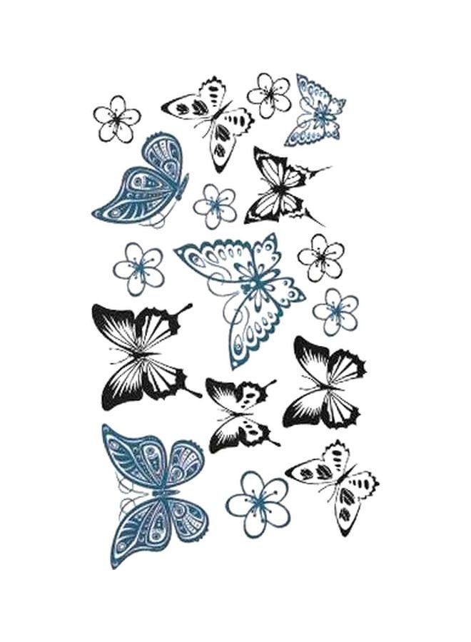 17-Piece Waterproof Temporary Tattoo Sticker Blue/Black