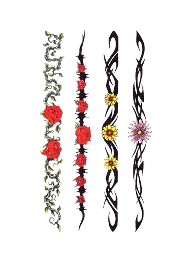 4-Piece Waterproof Temporary Tattoo Sticker Black/Red/Yellow