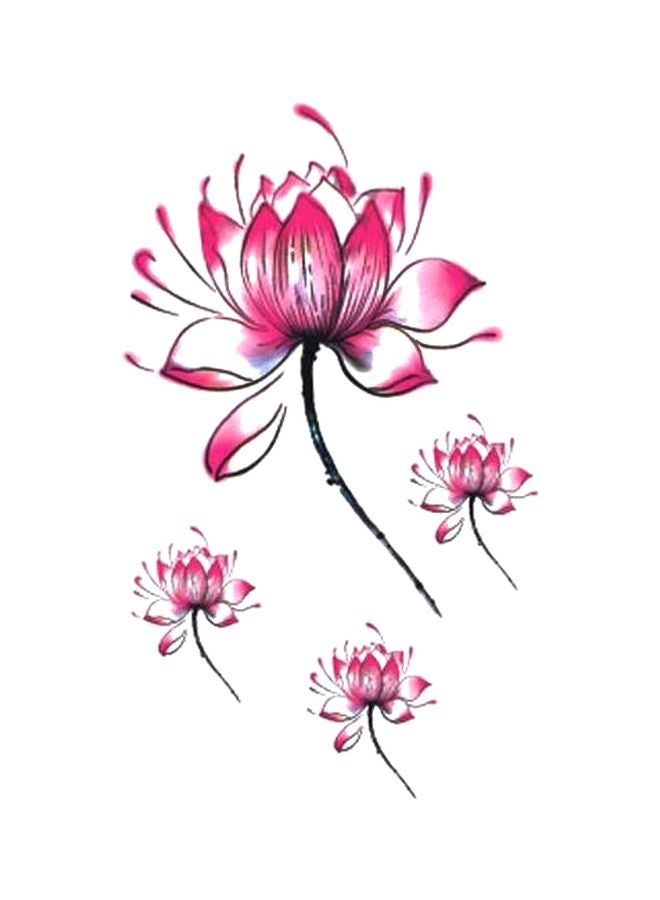 طقم ملصقات تاتو مؤقتة ومضادة للماء مكون من 4 قطع وردي/أسود