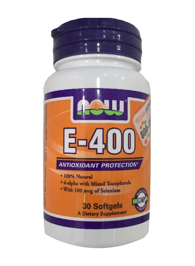 Now Foods E-400 Antioxidant Protection Dietary Supplement - 30 Softgels