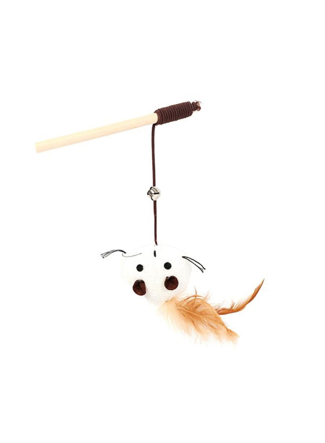 Cat Stick Interactive Training Toy Beige/Brown/White 410mm - Image 1