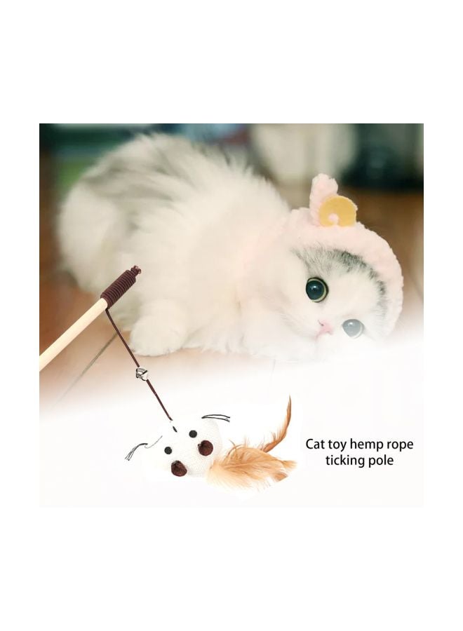 Cat Stick Interactive Training Toy Beige/Brown/White 410mm - Image 2
