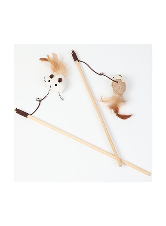 Cat Stick Interactive Training Toy Beige/Brown/White 410mm - Image 3