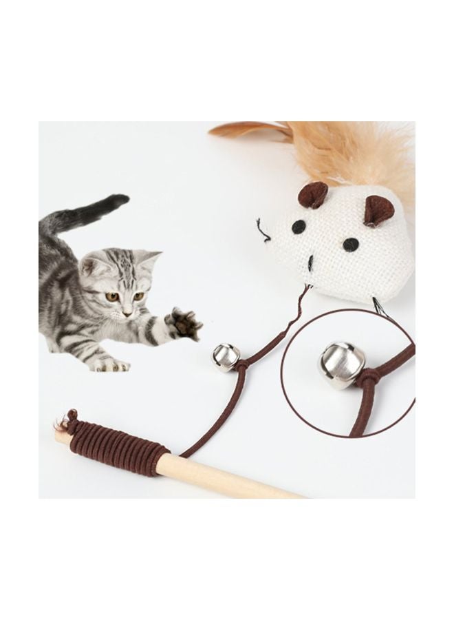 Cat Stick Interactive Training Toy Beige/Brown/White 410mm - Image 5