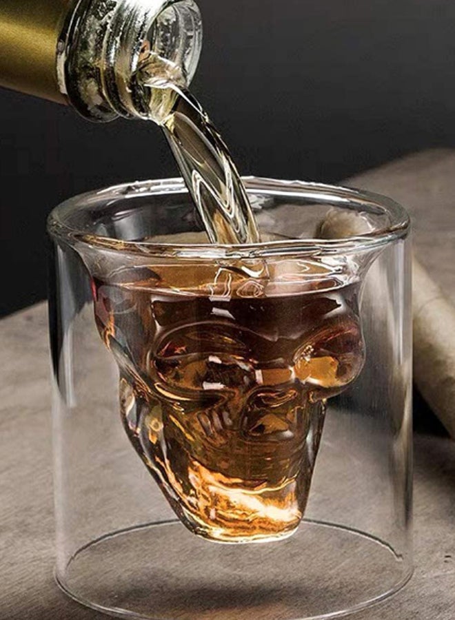 Generic - 4-Piece Double Wall Crystal Skull Tea Cup Clear 75ml - Image 1