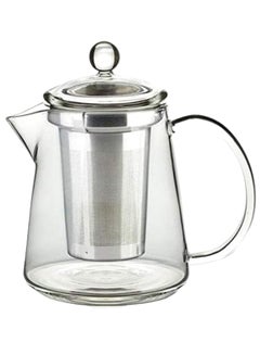 Generic Borosilicate Glass Teapot Strainer And Lid Clear/Silver 550ml  - Image 1