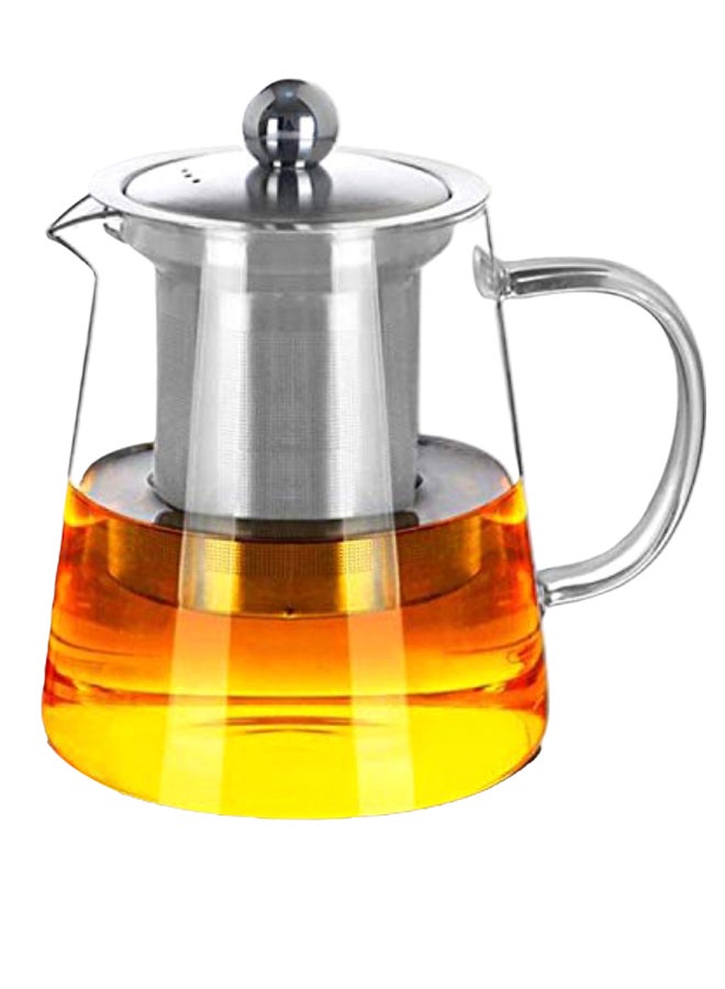 Borosilicate Glass Teapot Strainer And Lid Clear/Silver 550ml