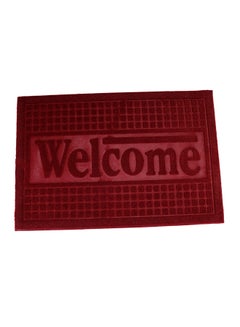 Welcome Printed Square Door Mat Red 40 x 60cm