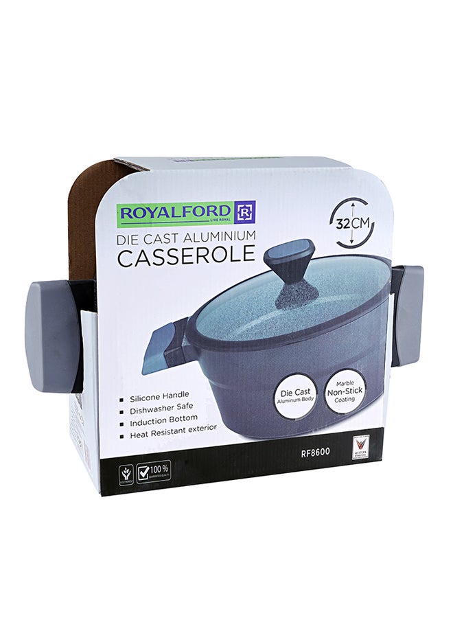 Royalford Die Cast Aluminium Casserole With Lid Black 32cm  - Image 4
