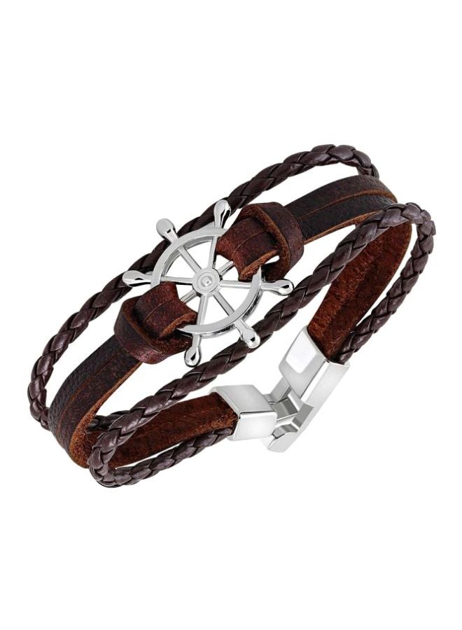 Helm Wheel Watch Designed Leather Bracelet