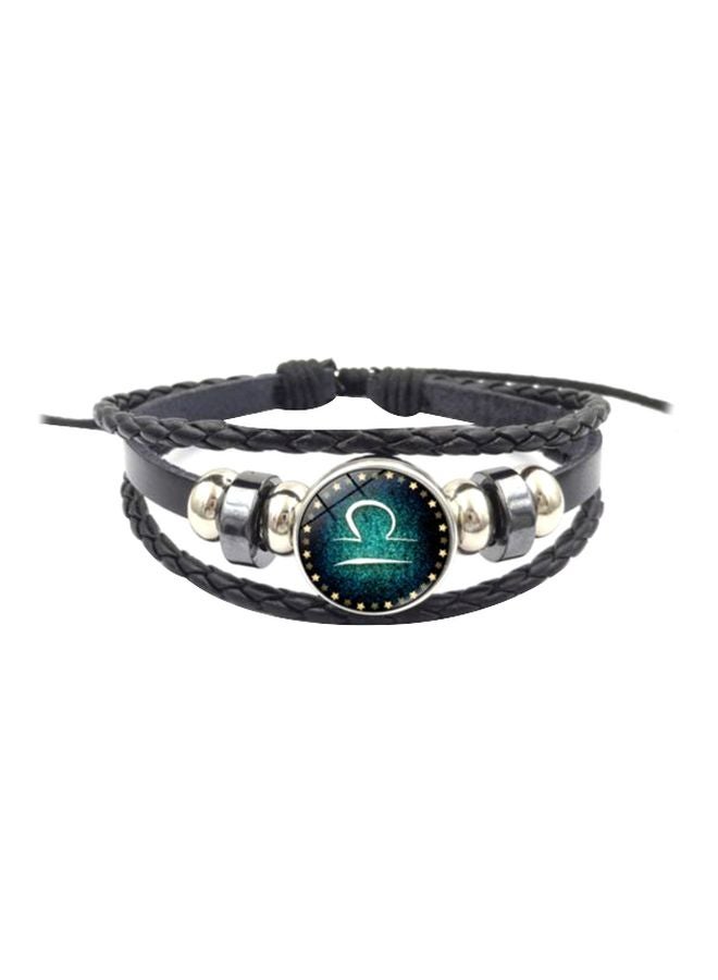 Leather Gemstone Studded Bracelet With Libra