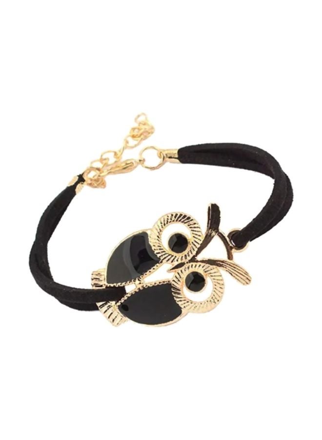 Leather Korean Style Owl Shaped Charm Bracelet 