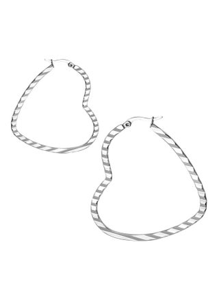 Stainless Steel Diagonal Flat Love Heart Clip Earrings - v1584424215/N35940059A_1