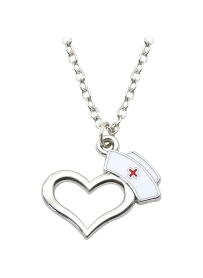 Heart Pendant And Nurse Hat Necklace