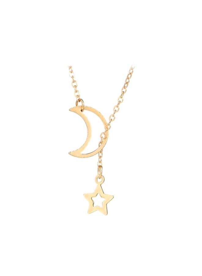 Metal Moon And Star Pendant Necklace