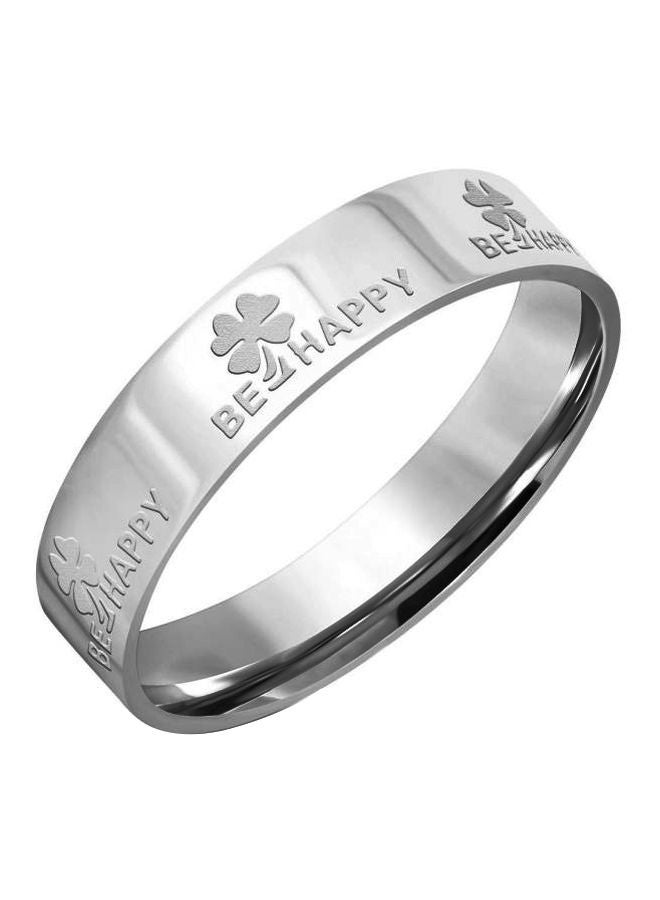 Stainless Steel Be Happy Love Heart Shamrock Flower Ring 