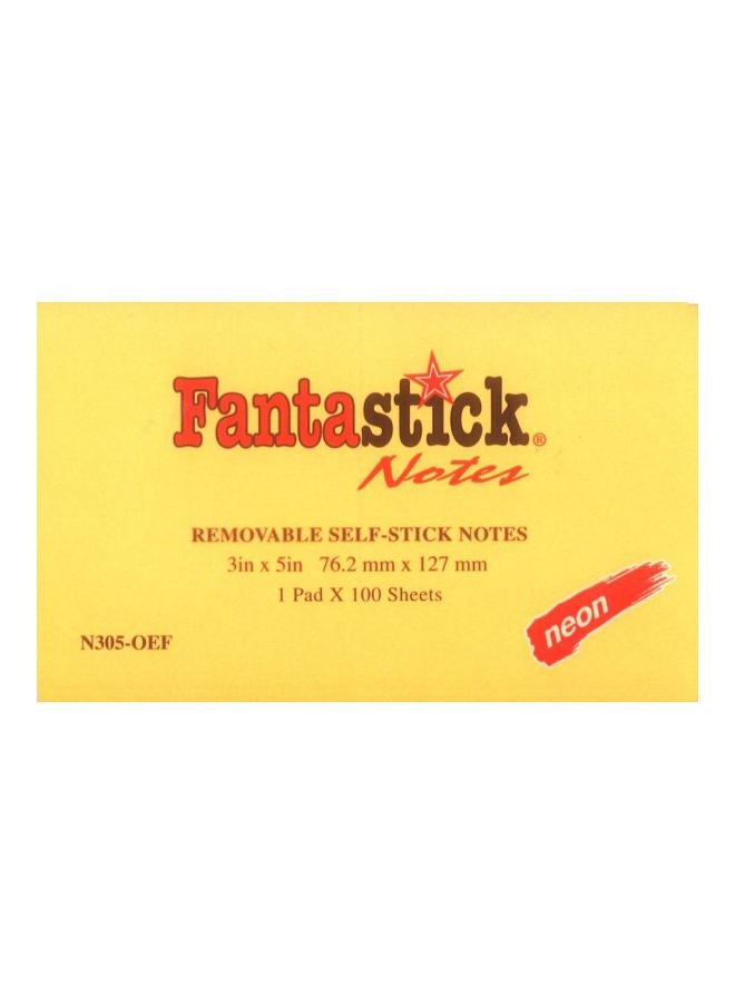 فانتاستيك أوراق ملاحظات لاصقة قابلة للإزالة من 100 قطعة أصفر نيون