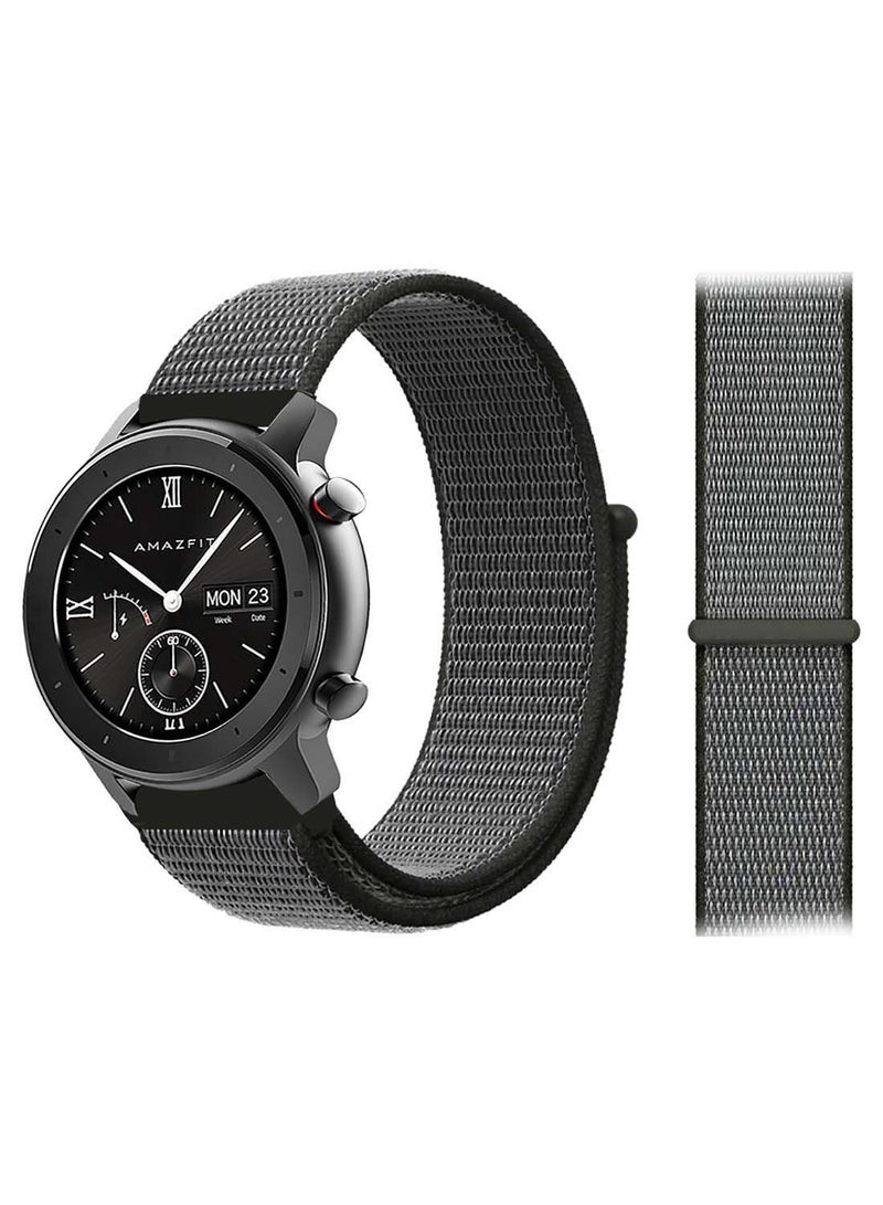 بيرفيي سوار بديل من النايلون بتصميم حلقي مقاس 20 مم لساعة أمازفيت GTR مقاس 42 مم رمادي