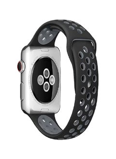 Pearl in Oyster Silicone Replacement Band For Apple Watch Series 3/4/5 Black/Gray  - Image 1