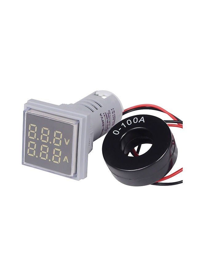 Generic Mini Square LED Digital Voltmeter Ammeter Black/White  - Image 1