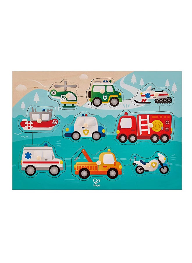 Hape 10-Piece Emergency Peg Puzzle Set E1406  - Image 1