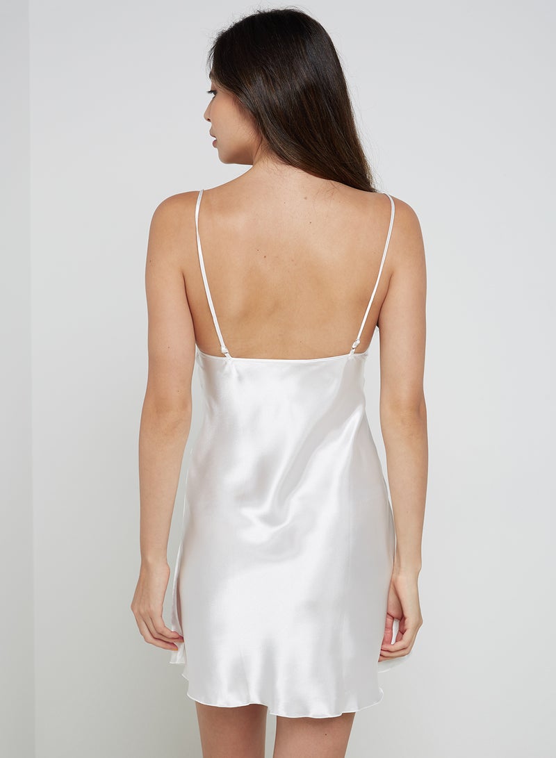 Nurteks Short Satin Nightgown With Kimono Robe Off White  - Image 2