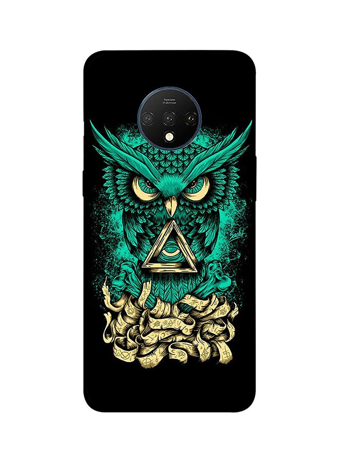 Theodor - Protective Case Cover For Oneplus 7T Green Art Owl - Image 1