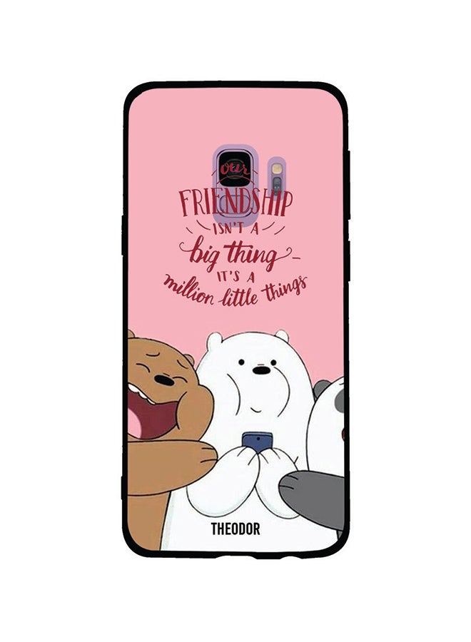 غطاء حماية واقٍ لهاتف سامسونج جالاكسي S9 غطاء حماية بناتي مطبوع عليه رسمة دب يلتقط الصور