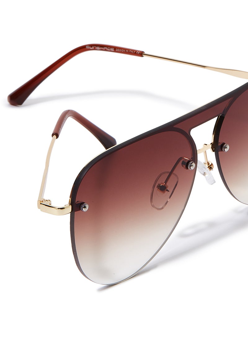 Sunshade Rimmed Aviator Sunglasses - Image 4
