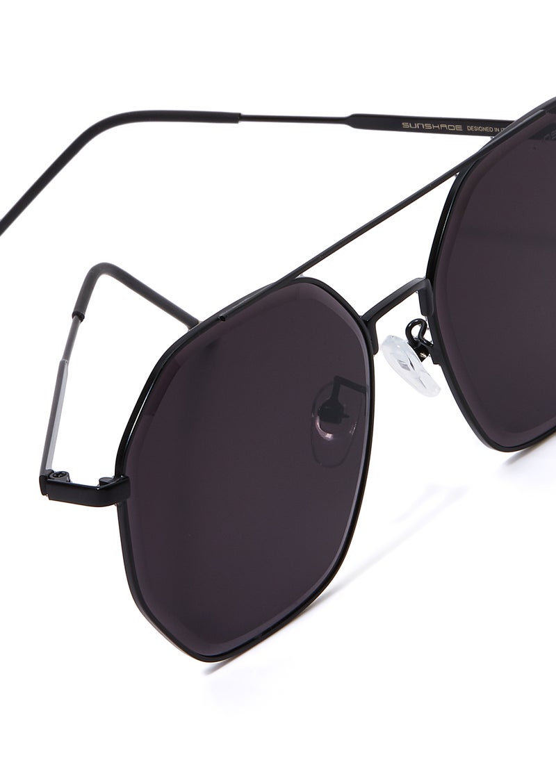 Sunshade - Women's Hexagon Sunglasses Ss-B 80135 Blk - Image 1