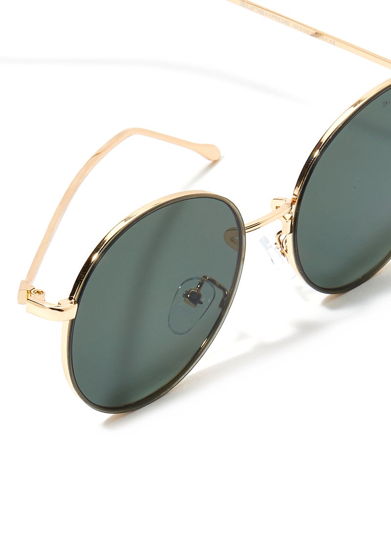 Sunshade Rimmed Retro Round Sunglasses - Lens Size: 53 mm - Image 4