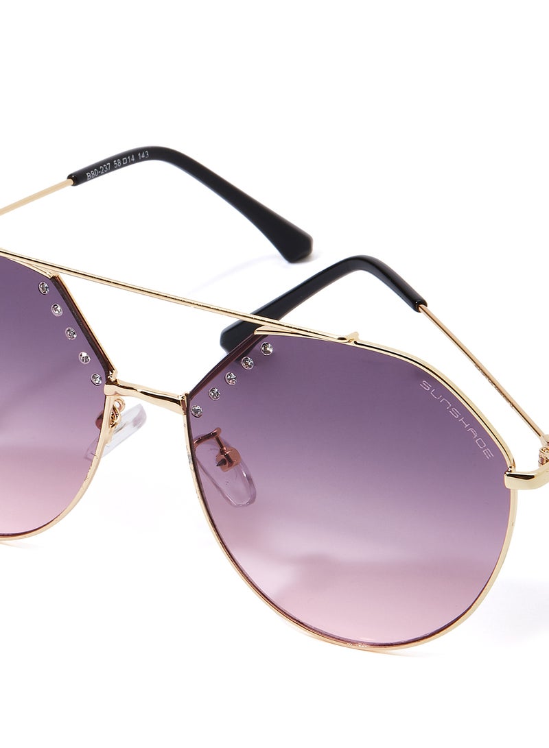 Sunshade Women's Rimmed Round Sunglasses Ss-B 80237 Pink-D - Image 4