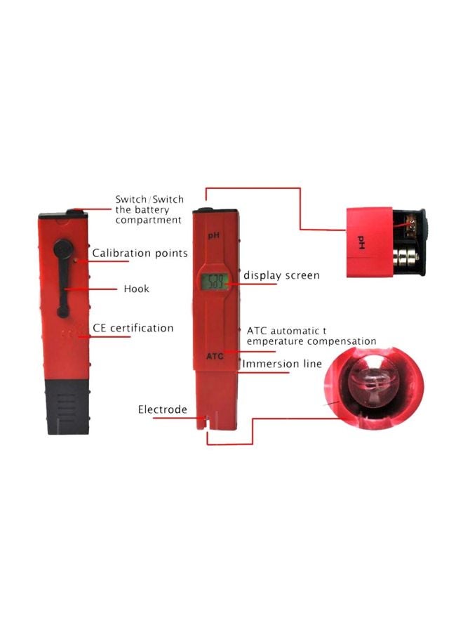 Generic Digital pH Meter Red  - Image 3