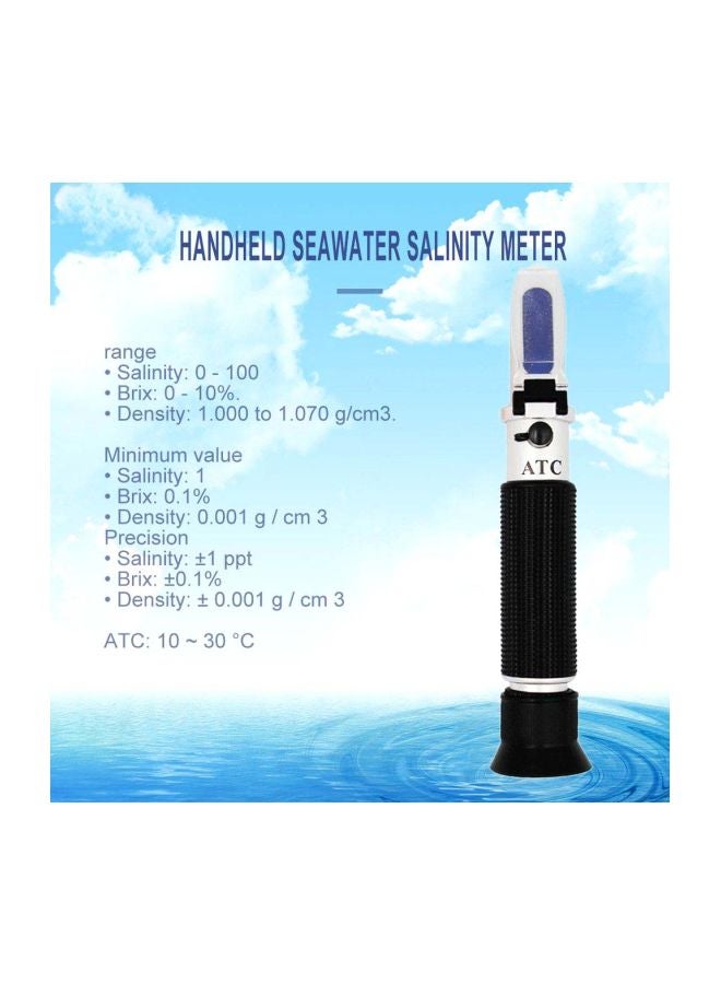 Generic Handheld Refractive Refractometer Seawater Salinity Meter Black/White  - Image 2