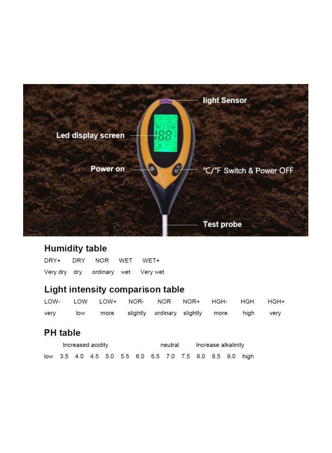 Generic 4-In-1 Soil Meter Black/Yellow  - Image 3