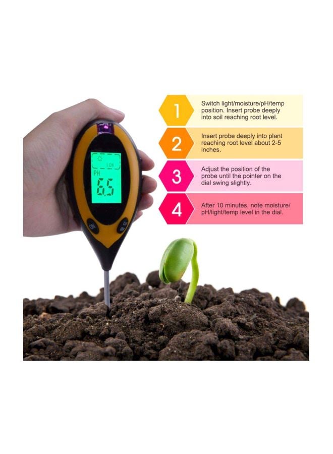 Generic 4-In-1 Soil Meter Black/Yellow  - Image 4