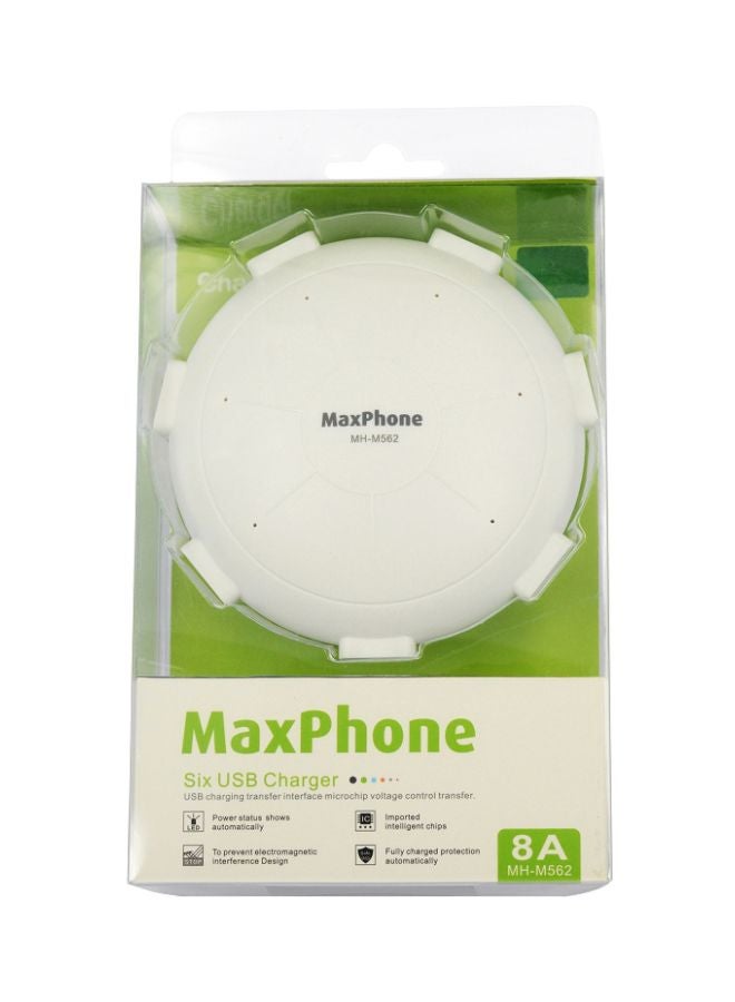 6-Port USB Charger White 