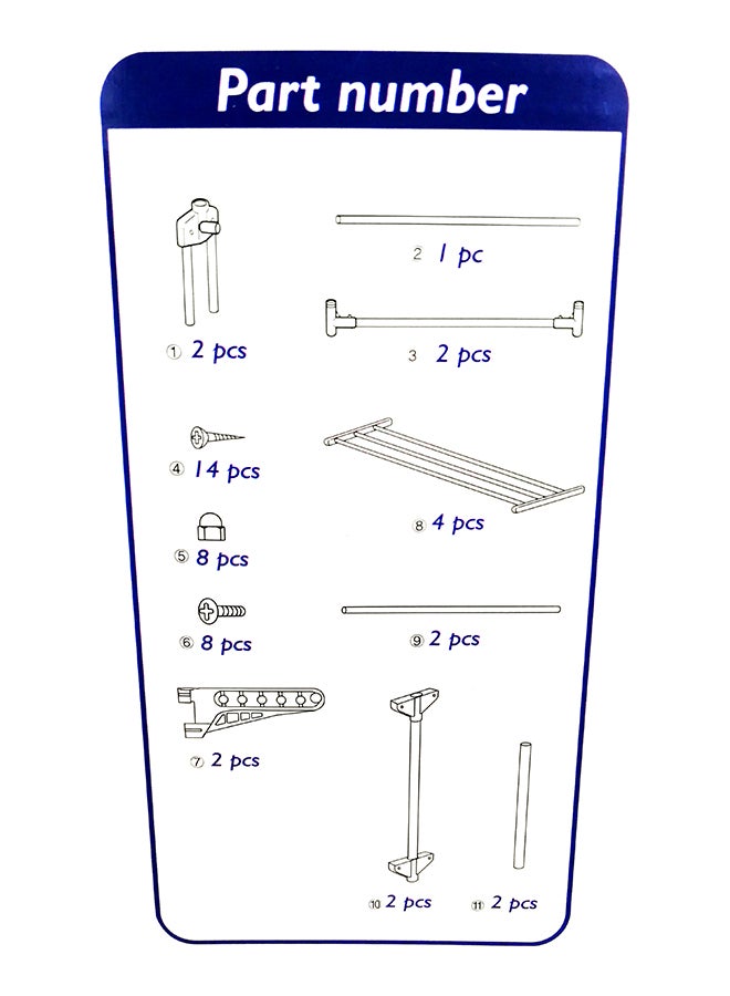Leostar Multi Double Layer Clothes Rack Stand Silver/White - Image 4