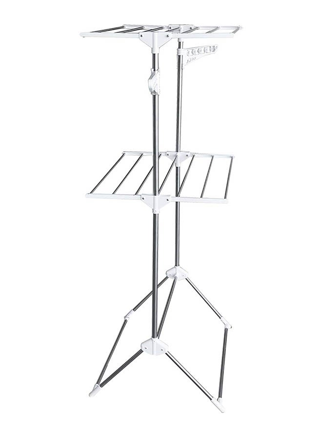 Leostar Multi Double Layer Clothes Rack Stand Silver/White - Image 1