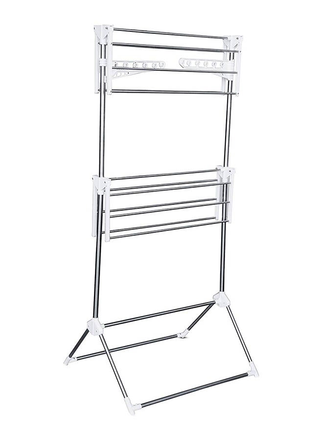 Leostar Multi Double Layer Clothes Rack Stand Silver/White - Image 2