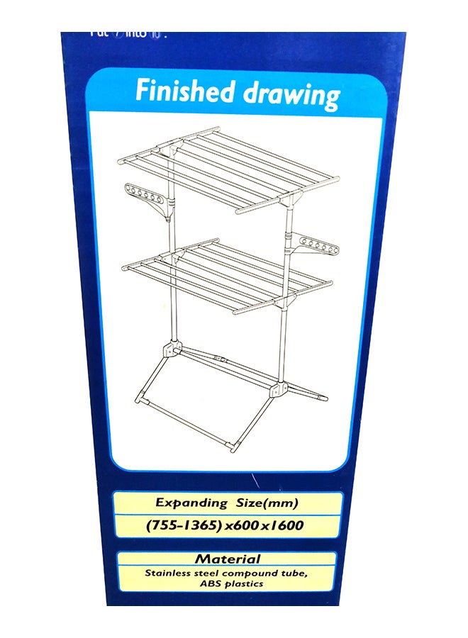 Leostar Multi Double Layer Clothes Rack Stand Silver/White - Image 3