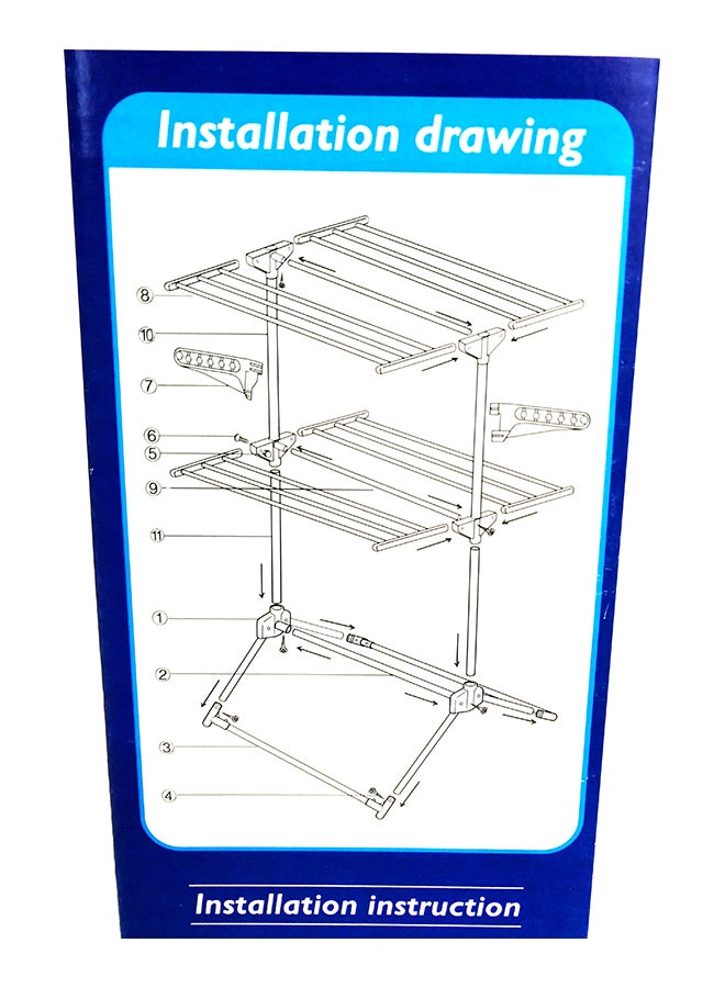 Leostar Multi Double Layer Clothes Rack Stand Silver/White - Image 5