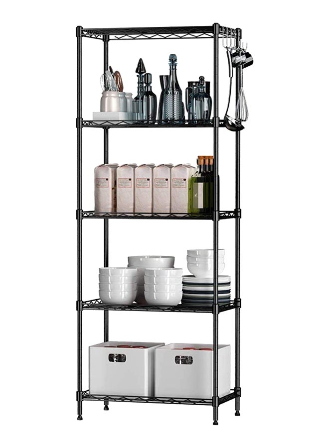 5-Tier Wire Shelving Bathroom Storage Black 60x32x150cm  - Image 1