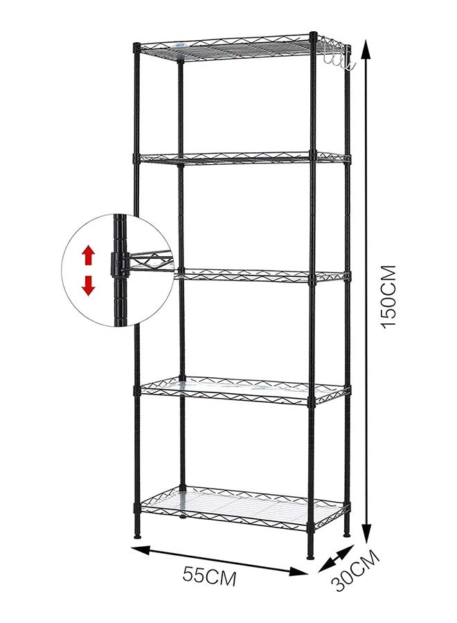 5-Tier Wire Shelving Bathroom Storage Black 60x32x150cm  - Image 2