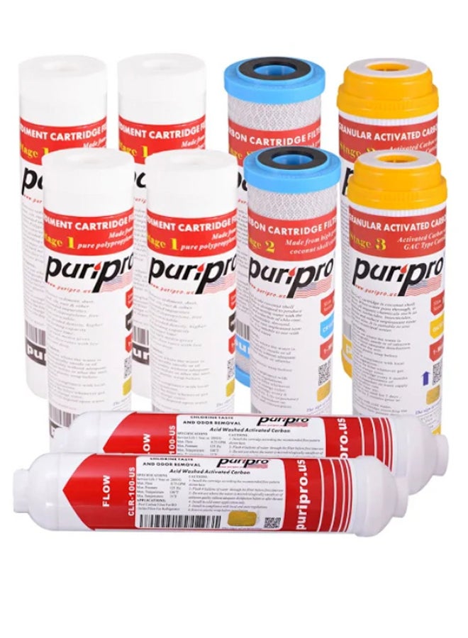 10-Piece Sediment Cartridge Water Filter Set Multicolour 10 x 2.5inch